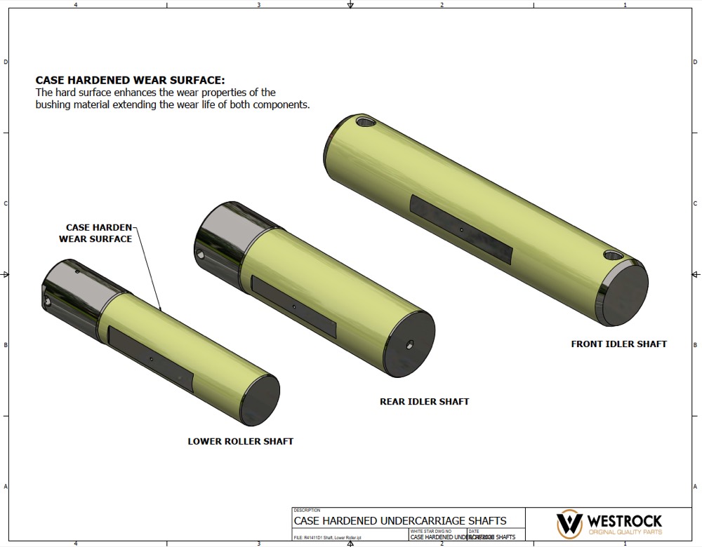 Drive lugs rolled and deformed — edge-loading from 10″ rails on an 11″ path.